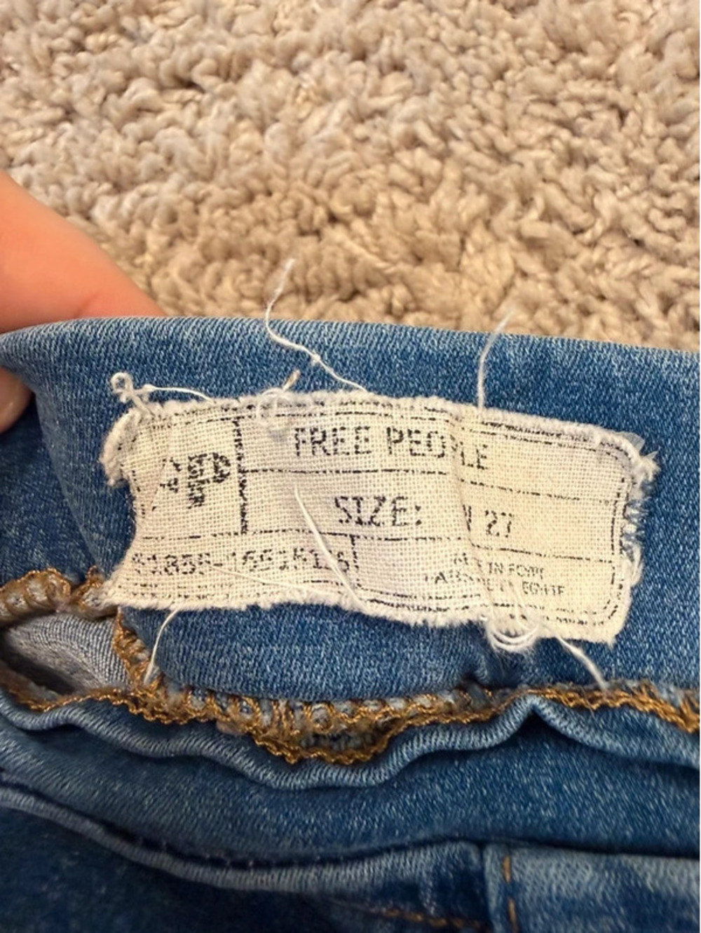 Free People Jeans Size 27 Blue Denim Raw Hem Slim Straight Cropped - Picture 3 of 4